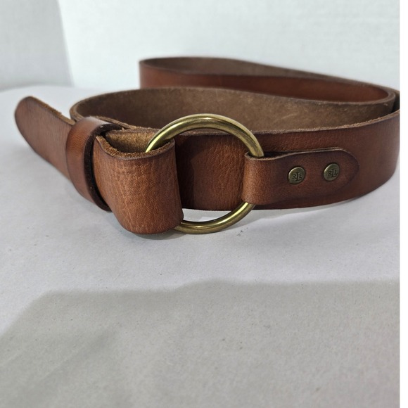 VTG Ralph Lauren Equestrian Saddle Leather Brass O Ring Adjustable Belt #993 main image 5